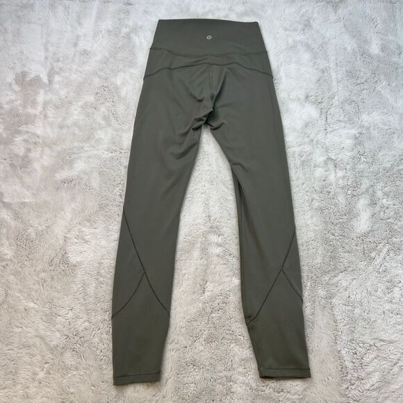 Lululemon In Movement Tight Leggings High Rise 25โ Inseam Womens 4 Olive Green - Picture 9 of 10